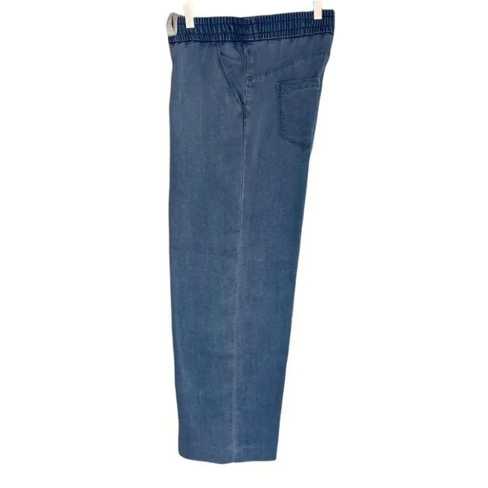 Rewash‎ Jogger Pants Size Medium Blue Tencel Blend Wide Leg Cropped Drawstring